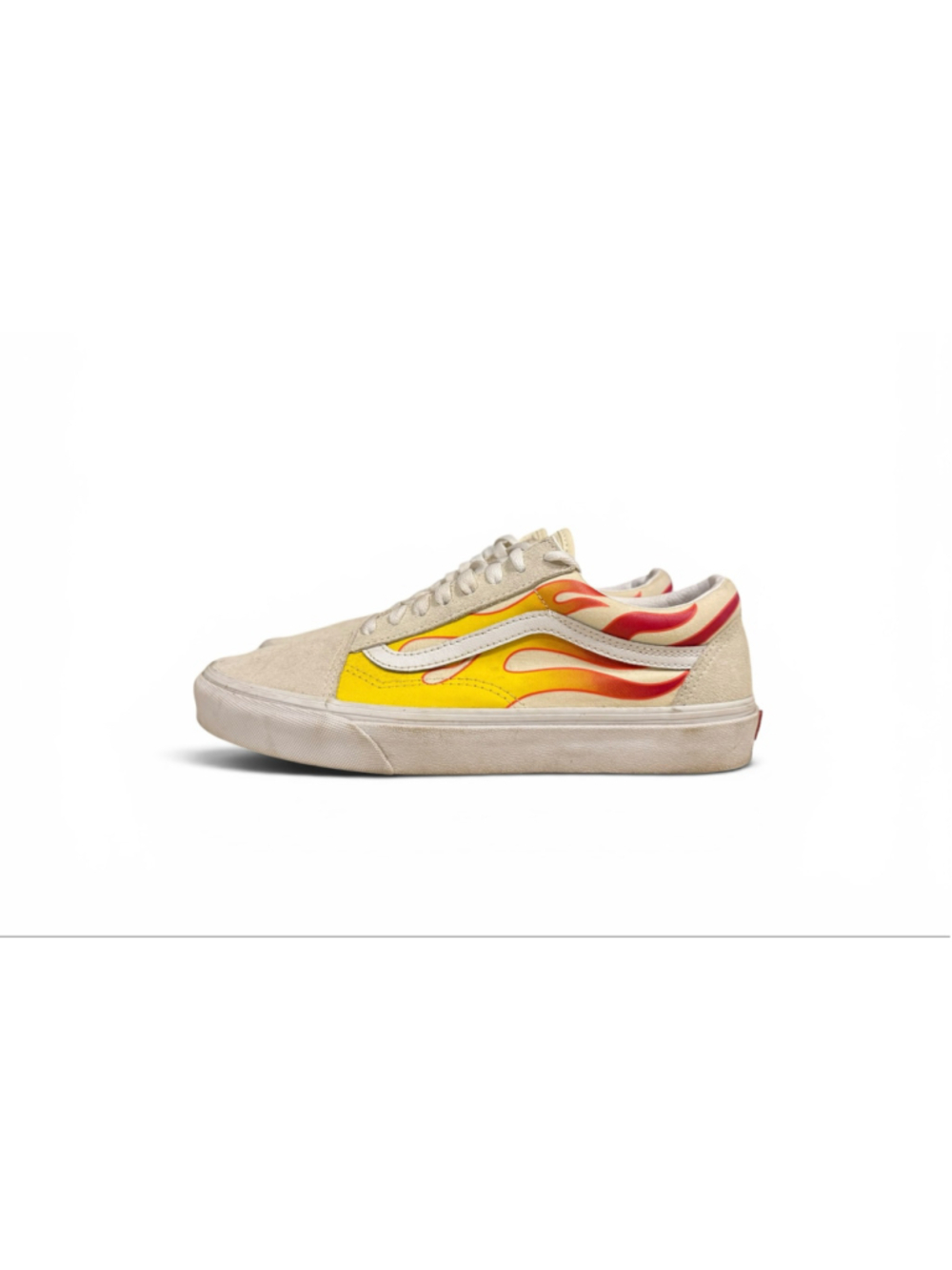 Vans Old Skool Flame Off White/Yellow/Red Skate Shoes Men’s 8.5 Women’s 10